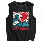 Unisex Okinawa Printed Washed Tank Top