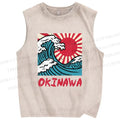 Unisex Okinawa Printed Washed Tank Top
