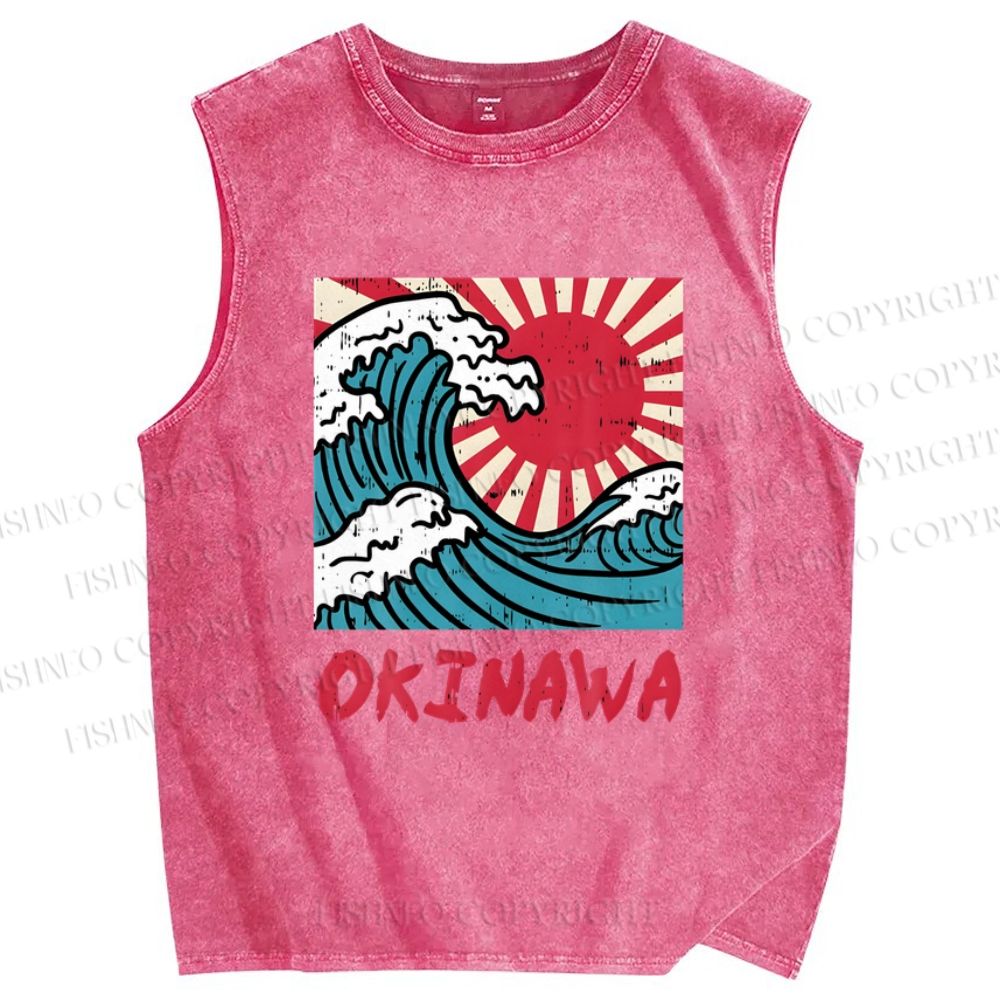Unisex Okinawa Printed Washed Tank Top