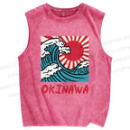 Unisex Okinawa Printed Washed Tank Top