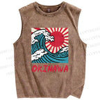 Unisex Okinawa Printed Washed Tank Top