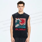 Unisex Okinawa Printed Washed Tank Top