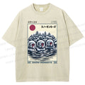 Unisex Hot Spring Monkey Printed Washed Tee