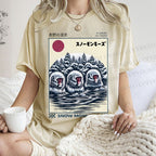 Unisex Hot Spring Monkey Printed Washed Tee