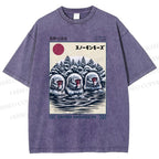Unisex Hot Spring Monkey Printed Washed Tee