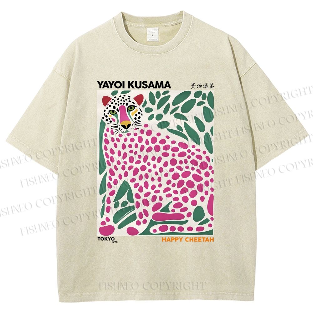 Unisex Yayoi Kusama Tiger Printed Washed Tee