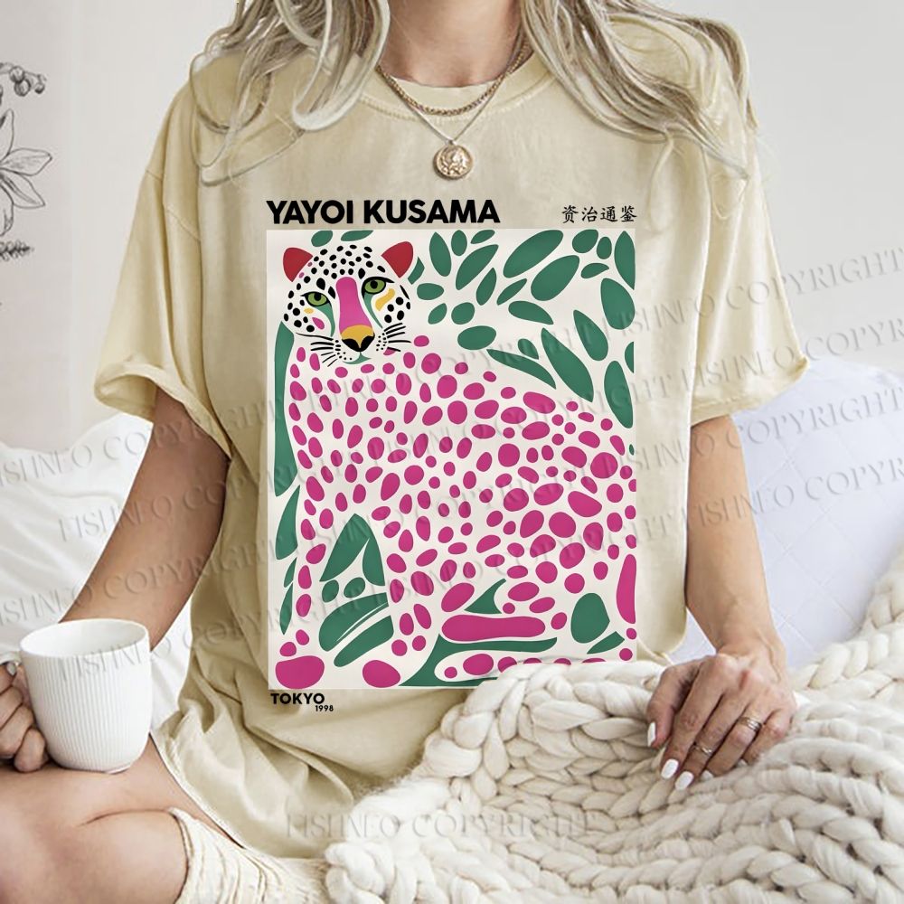 Unisex Yayoi Kusama Tiger Printed Washed Tee