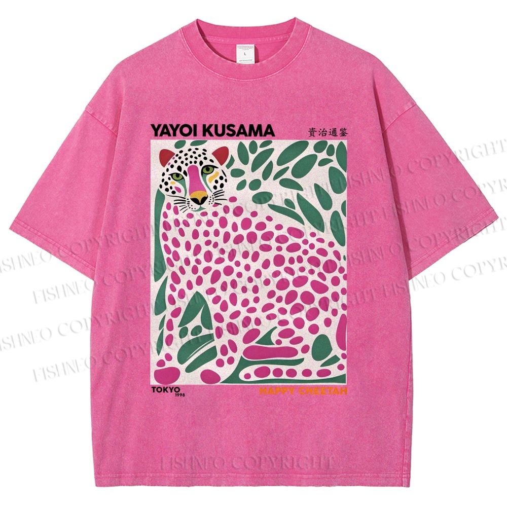 Unisex Yayoi Kusama Tiger Printed Washed Tee