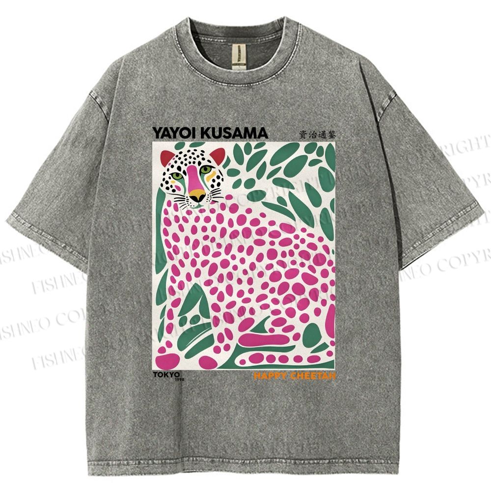 Unisex Yayoi Kusama Tiger Printed Washed Tee
