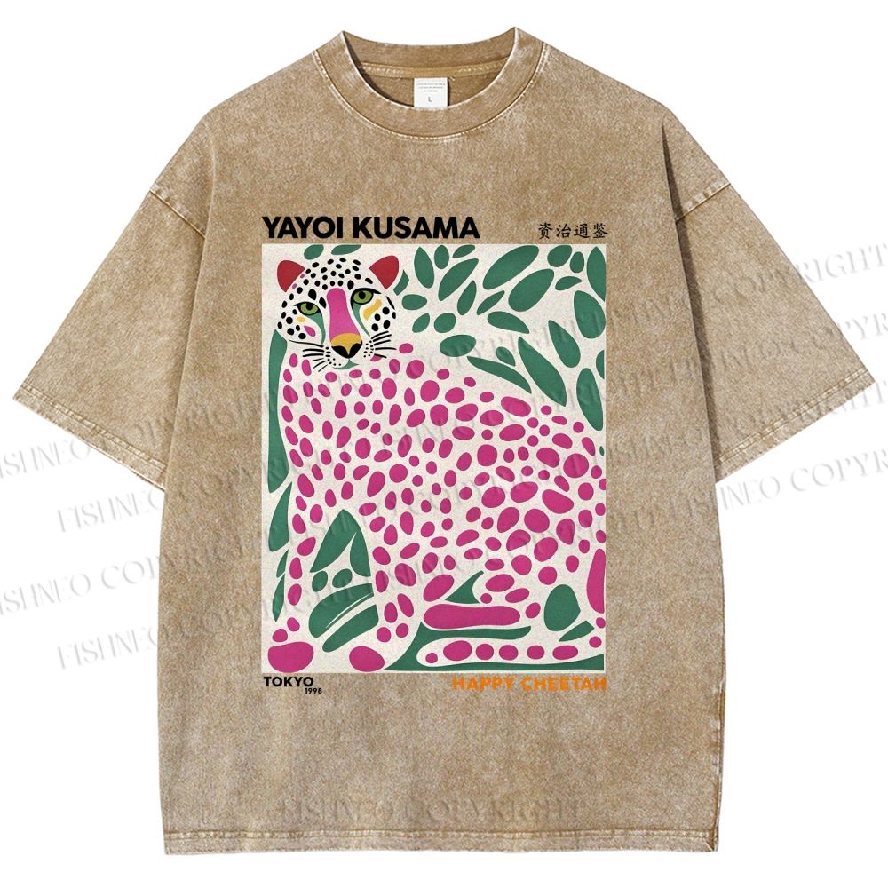 Unisex Yayoi Kusama Tiger Printed Washed Tee
