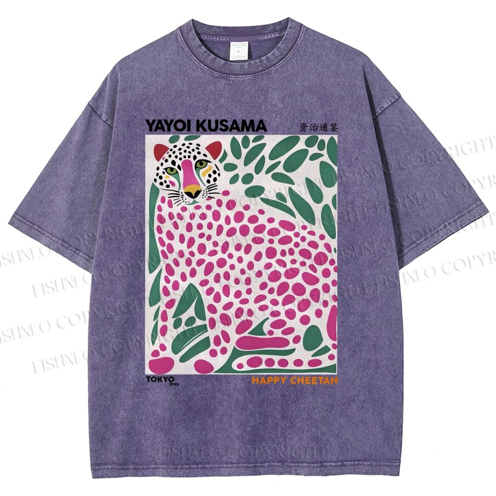 Unisex Yayoi Kusama Tiger Printed Washed Tee