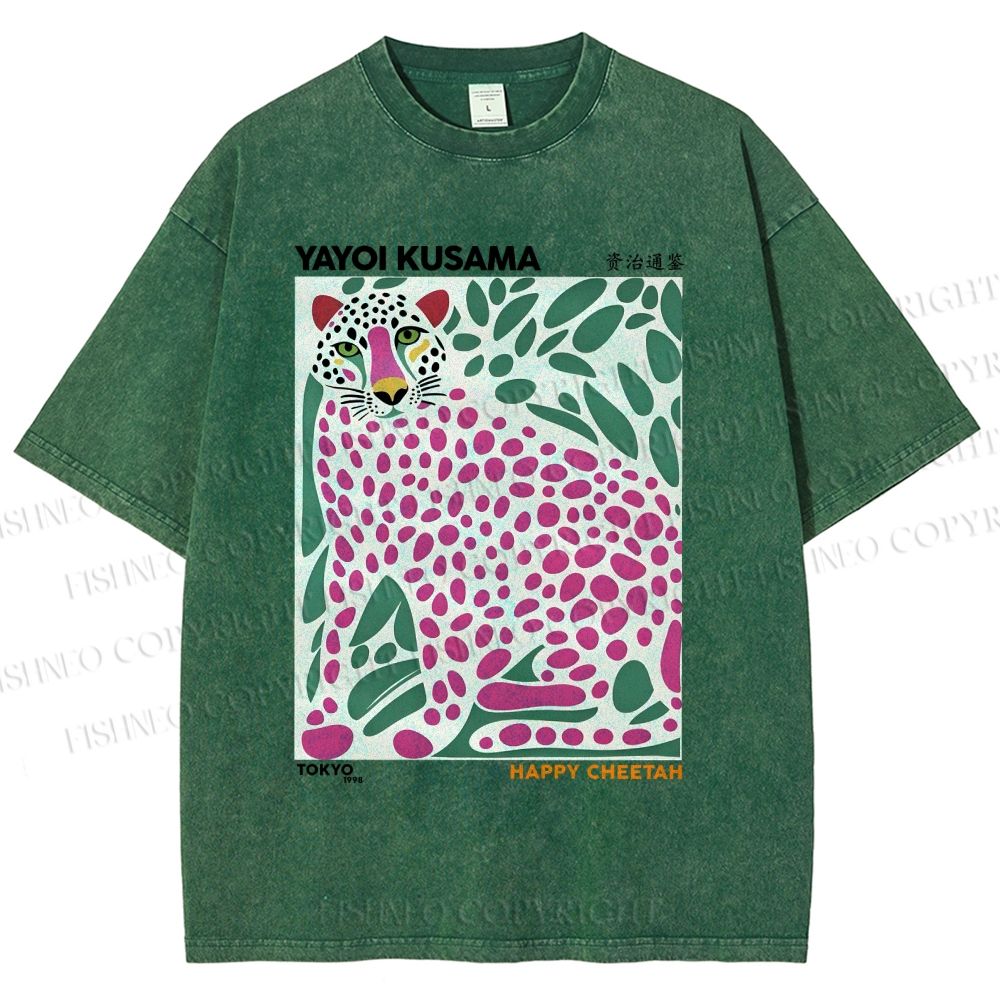 Unisex Yayoi Kusama Tiger Printed Washed Tee