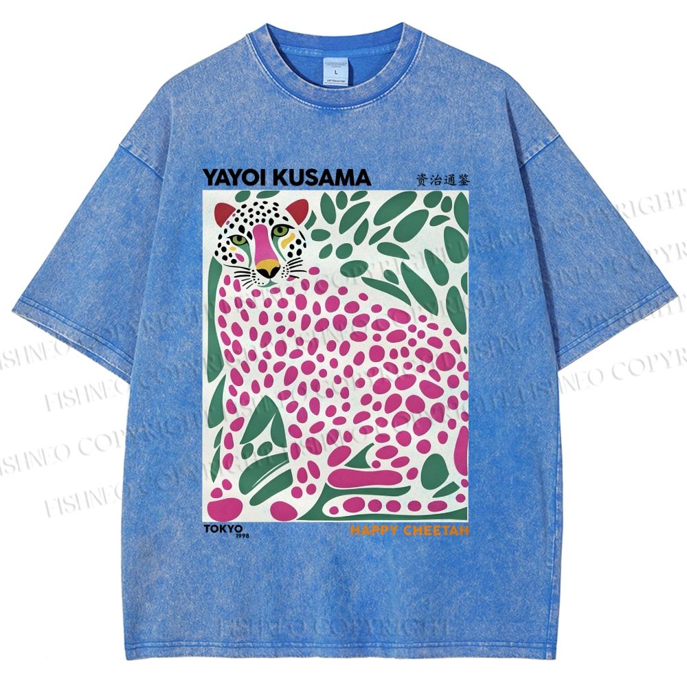 Unisex Yayoi Kusama Tiger Printed Washed Tee