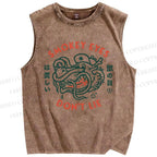 Unisex Smoky Eyes Printed Washed Tank Top