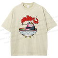 Unisex Smoking Frog Printed Washed Tee