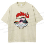 Unisex Smoking Frog Printed Washed Tee