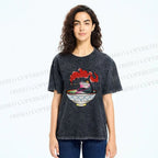 Unisex Smoking Frog Printed Washed Tee