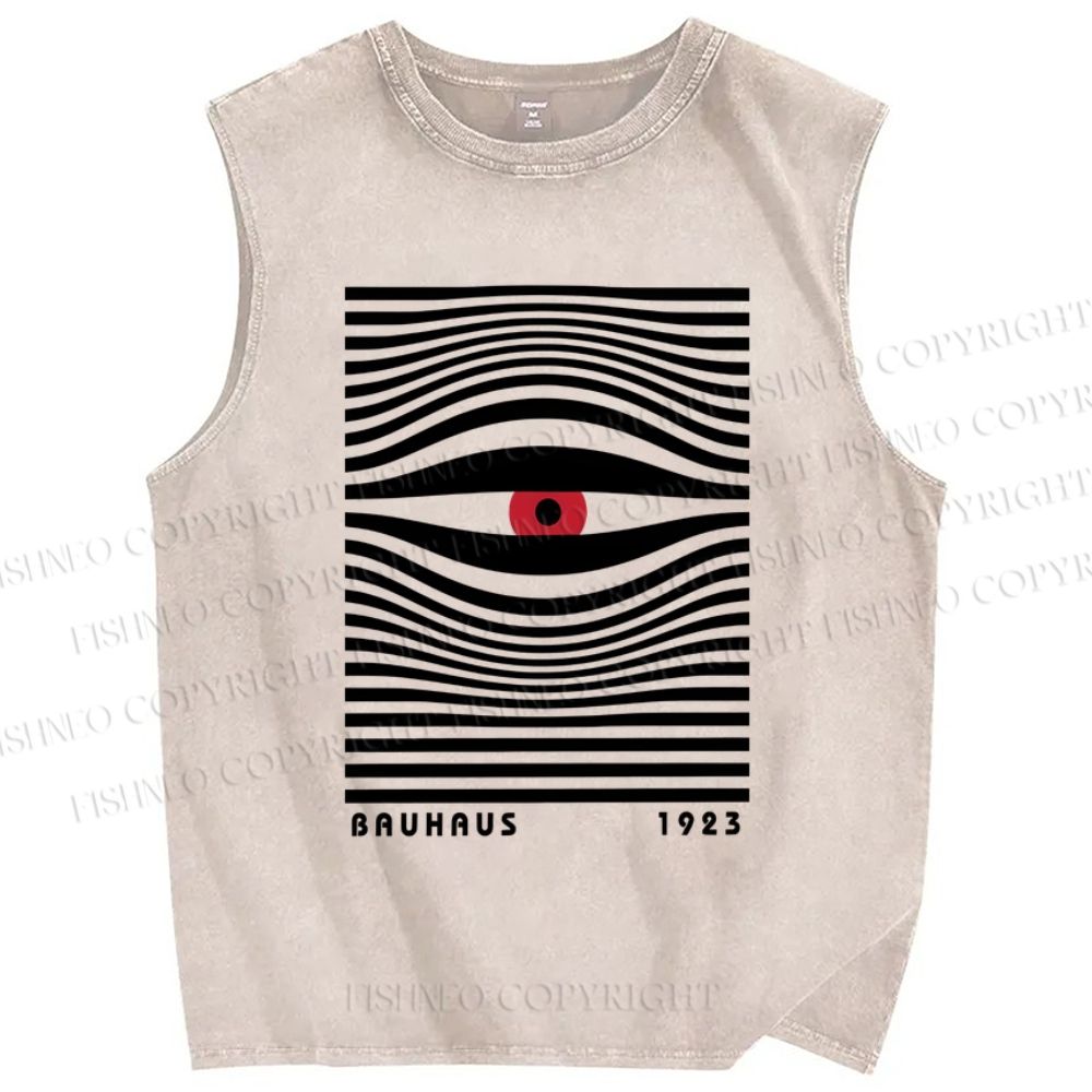 Unisex Geometry Artistic Eyes Printed Washed Tank Top