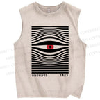 Unisex Geometry Artistic Eyes Printed Washed Tank Top