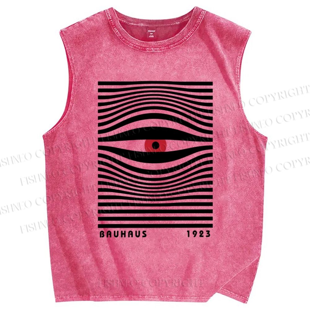 Unisex Geometry Artistic Eyes Printed Washed Tank Top