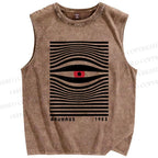 Unisex Geometry Artistic Eyes Printed Washed Tank Top