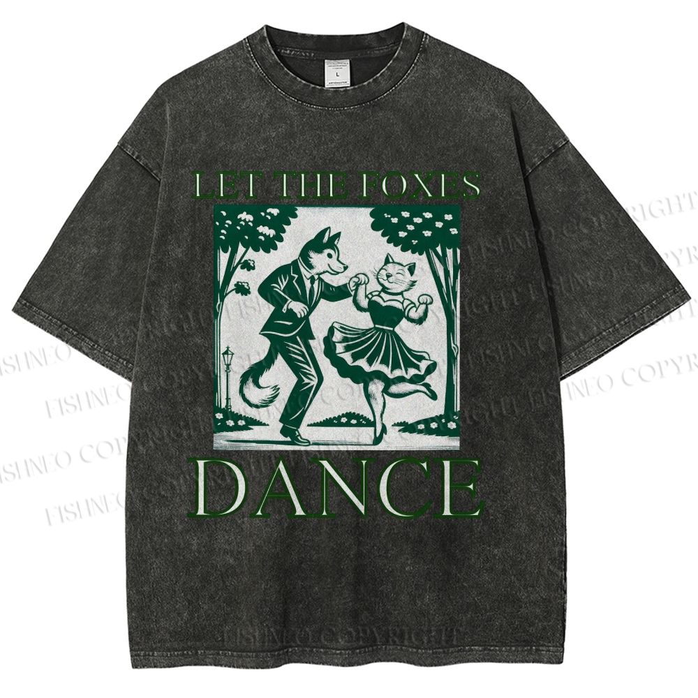 Unisex Let The Foxes Dance Printed Washed Tee
