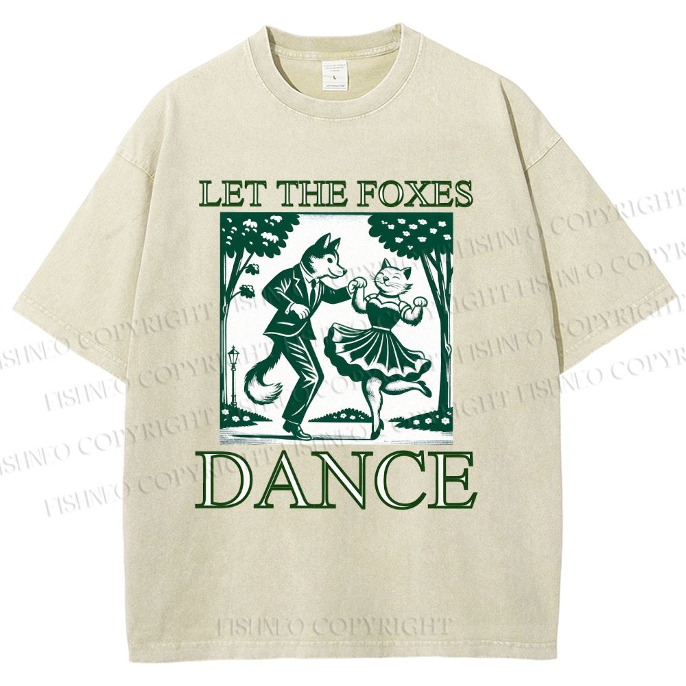 Unisex Let The Foxes Dance Printed Washed Tee