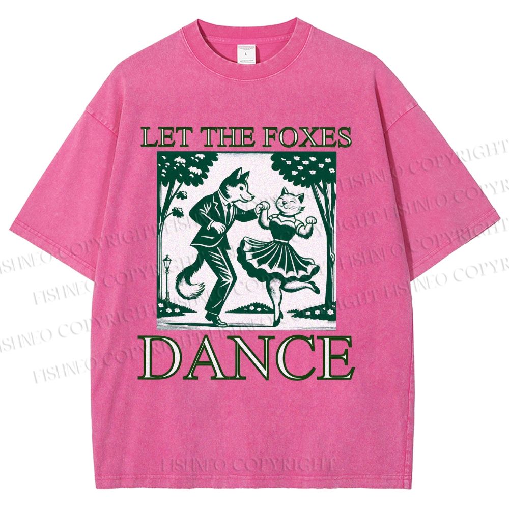 Unisex Let The Foxes Dance Printed Washed Tee