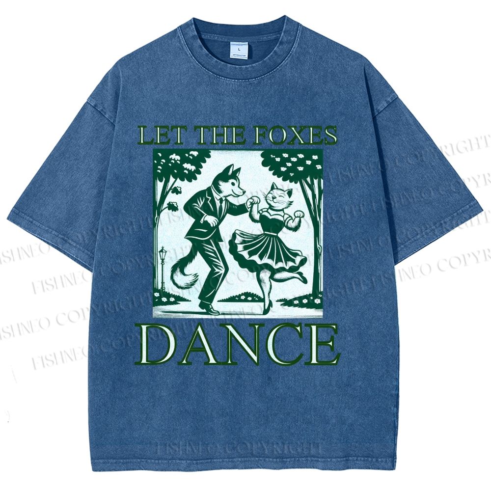 Unisex Let The Foxes Dance Printed Washed Tee