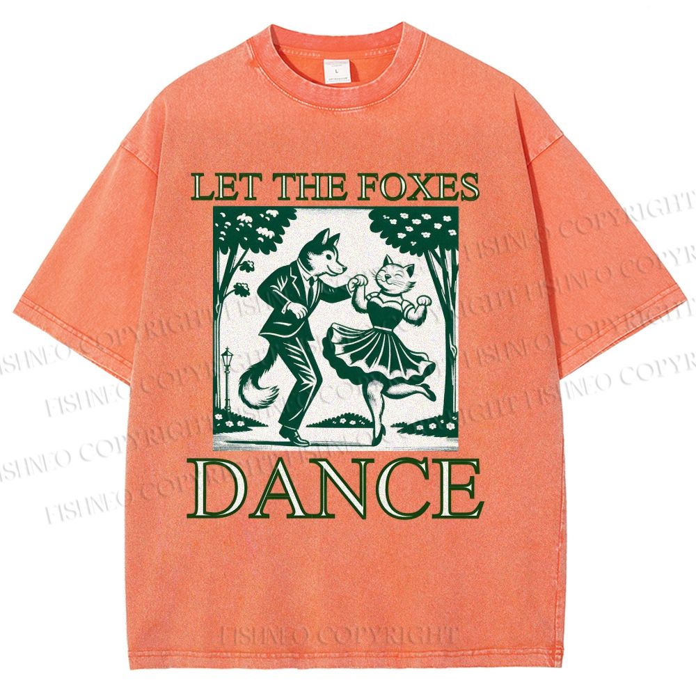 Unisex Let The Foxes Dance Printed Washed Tee