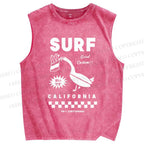 Unisex Surf California Printed Washed Tank Top
