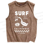 Unisex Surf California Printed Washed Tank Top