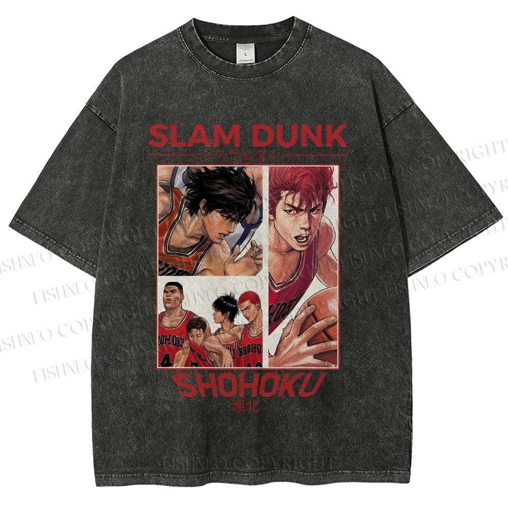 Unisex Slam Dunk Shohoku Printed Washed Tee