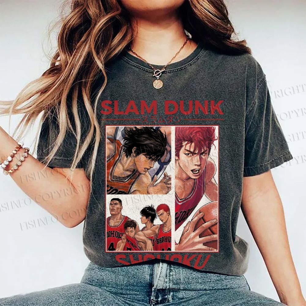 Unisex Slam Dunk Shohoku Printed Washed Tee