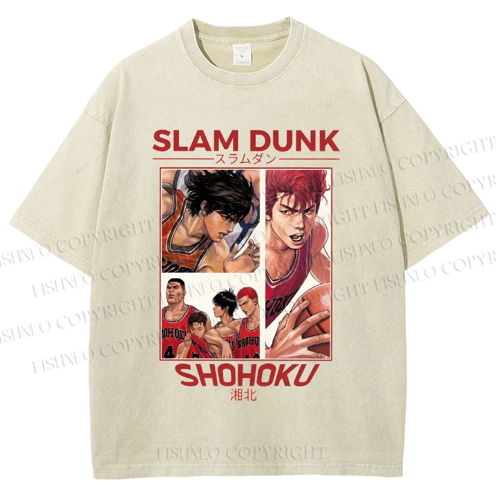 Unisex Slam Dunk Shohoku Printed Washed Tee