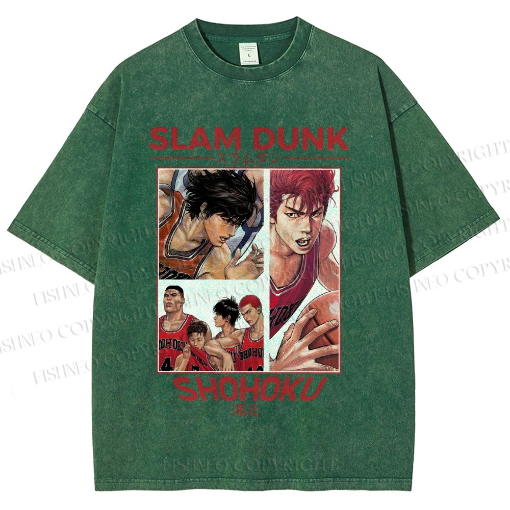 Unisex Slam Dunk Shohoku Printed Washed Tee