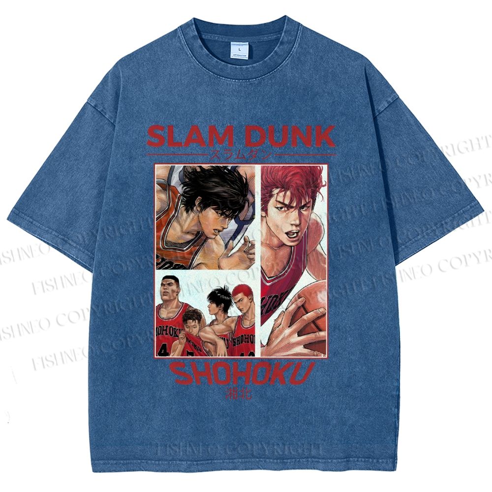 Unisex Slam Dunk Shohoku Printed Washed Tee