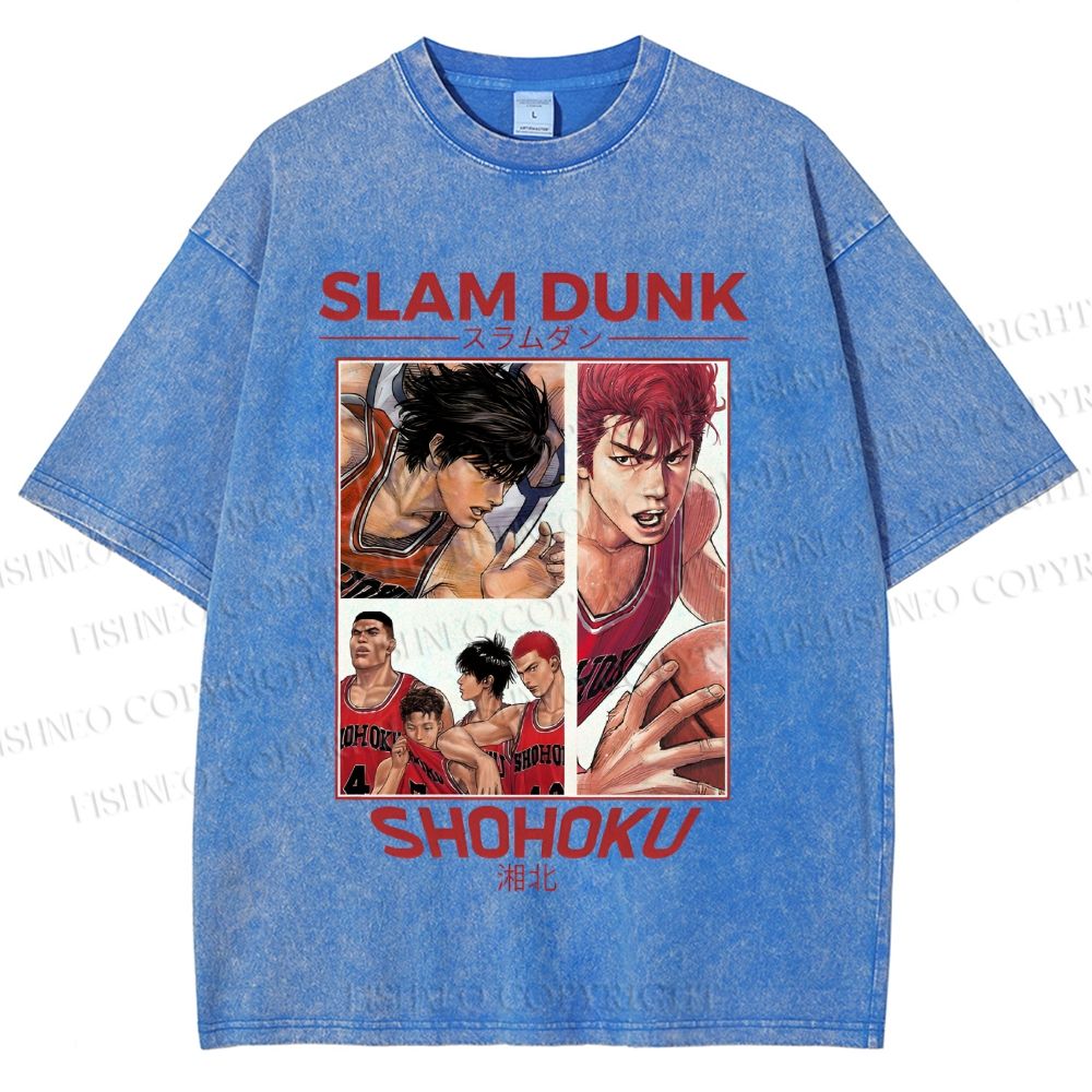 Unisex Slam Dunk Shohoku Printed Washed Tee