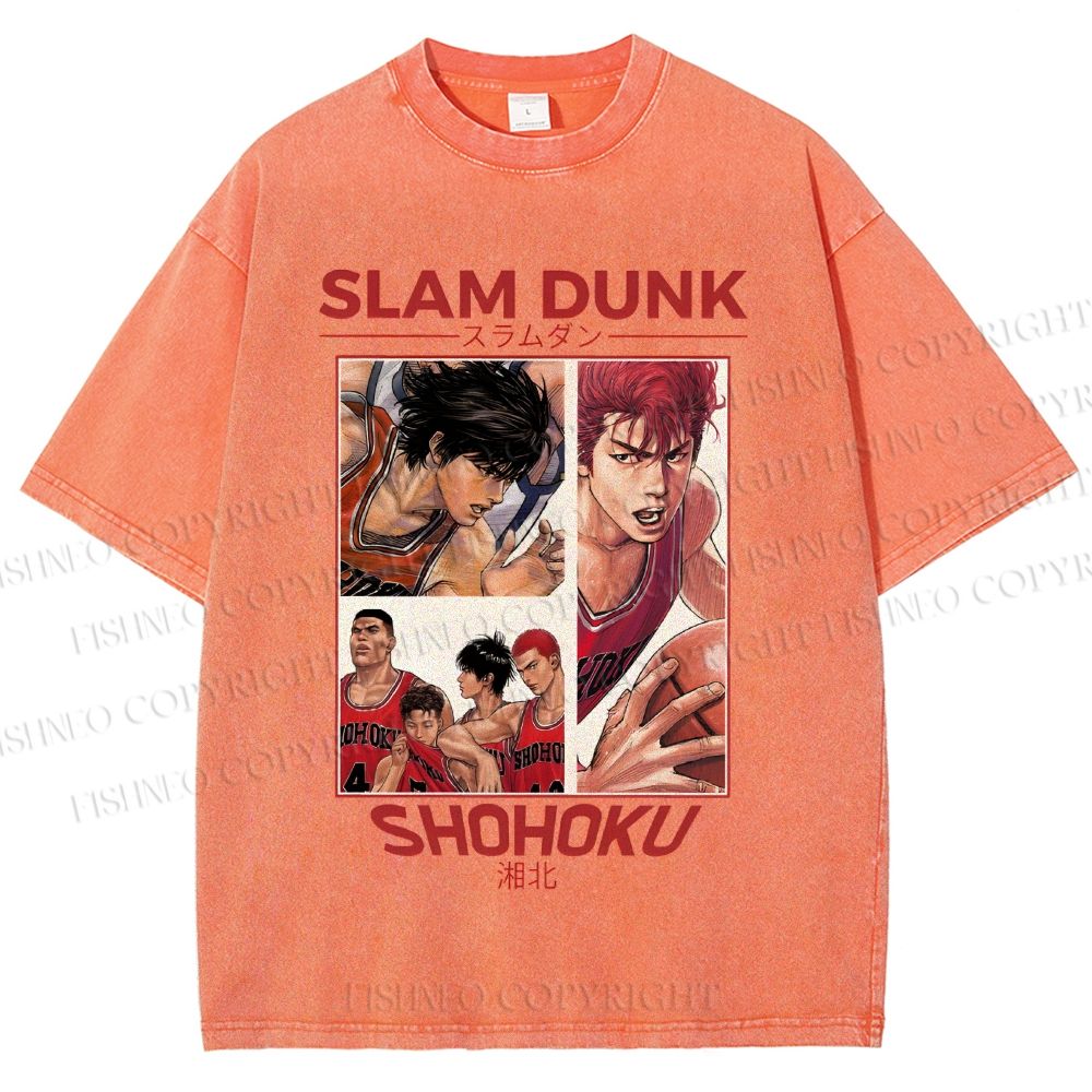 Unisex Slam Dunk Shohoku Printed Washed Tee