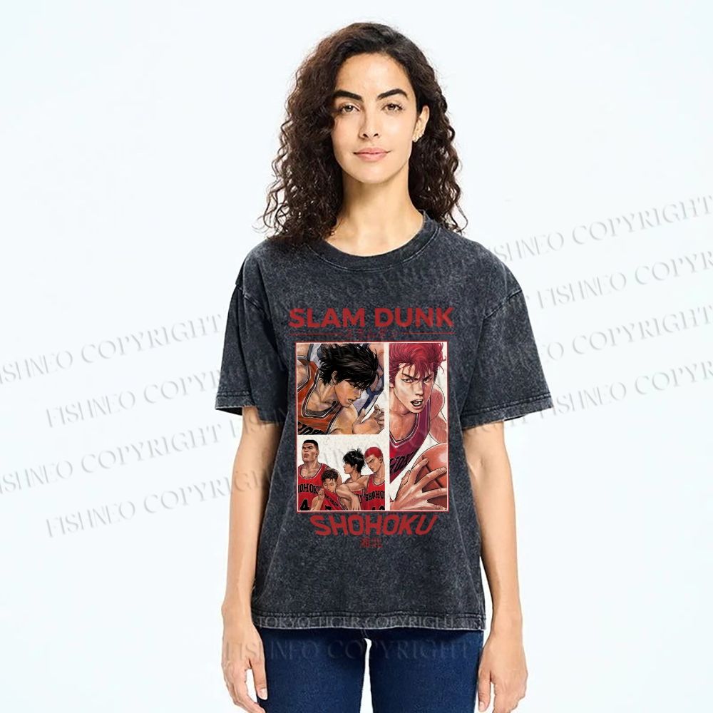 Unisex Slam Dunk Shohoku Printed Washed Tee