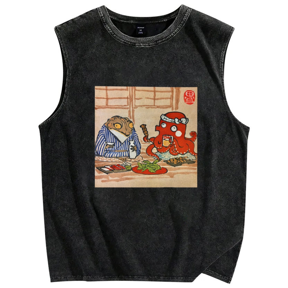 Monster Gathering Funny Vintage Distressed Washed Tank Top
