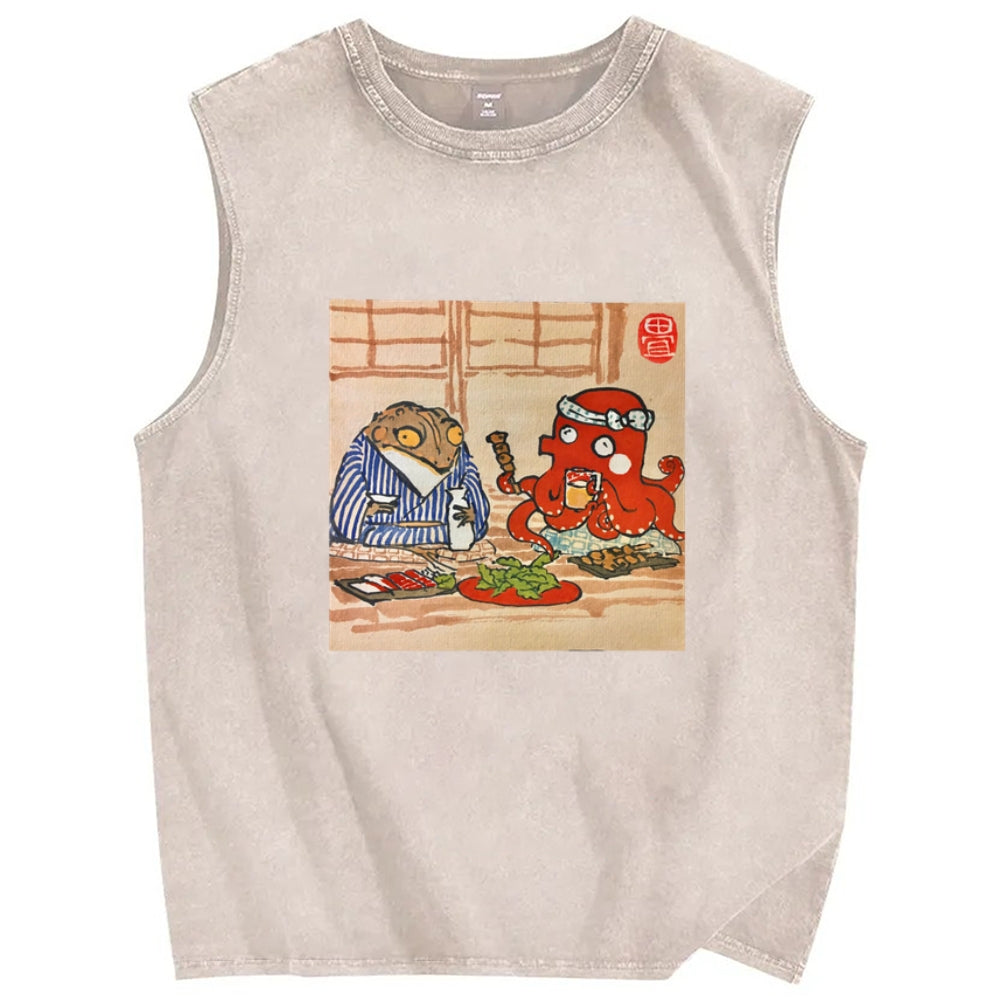 Monster Gathering Funny Vintage Distressed Washed Tank Top