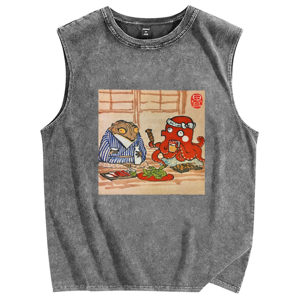 Monster Gathering Funny Vintage Distressed Washed Tank Top