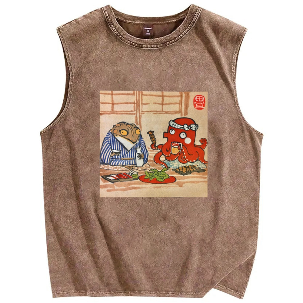 Monster Gathering Funny Vintage Distressed Washed Tank Top