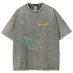 Whale Embroidery Pattern Casual Cotton T-Shirt