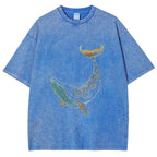 Whale Embroidery Pattern Casual Cotton T-Shirt