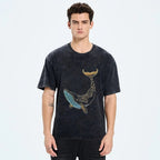Whale Embroidery Pattern Casual Cotton T-Shirt