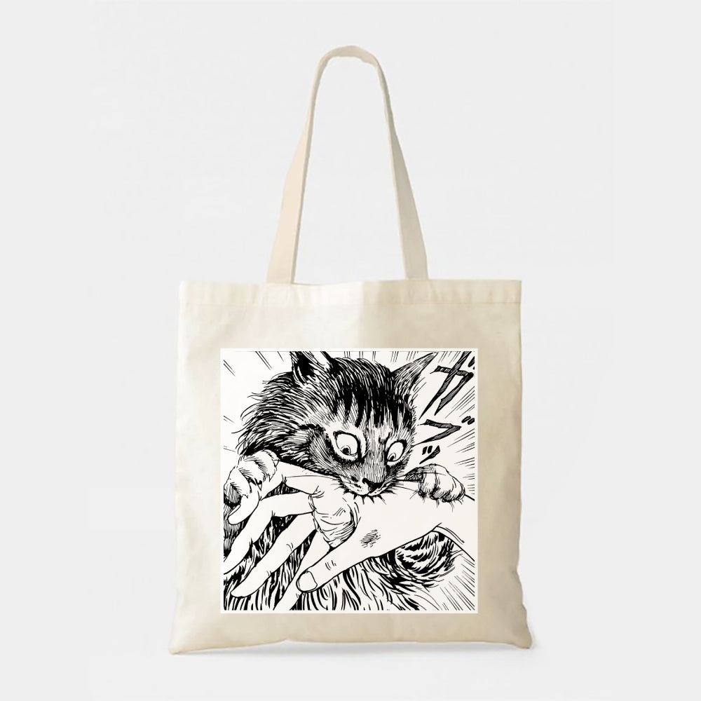 Creepy Cat Anime Horror Anteater Tote Bag