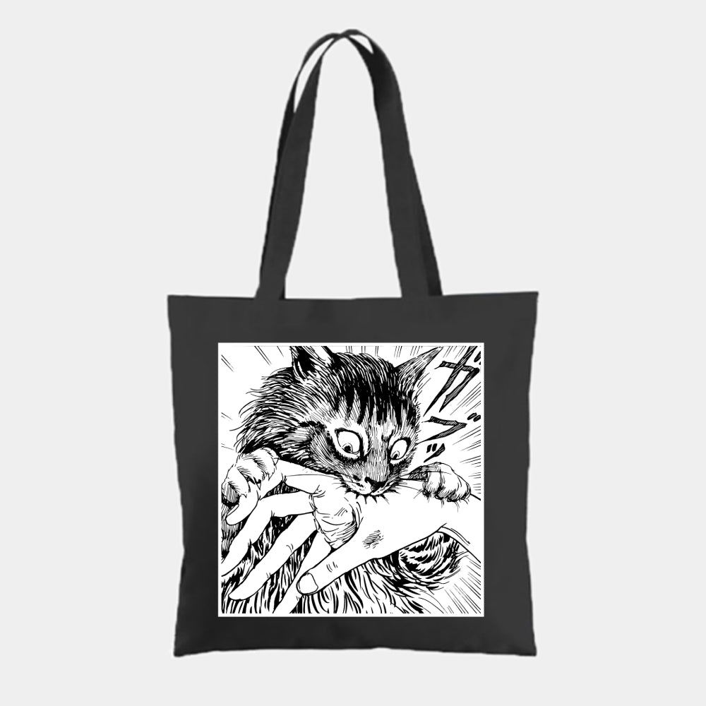 Creepy Cat Anime Horror Anteater Tote Bag