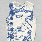 Unisex Japanese Art Graffiti Printed Tank Top